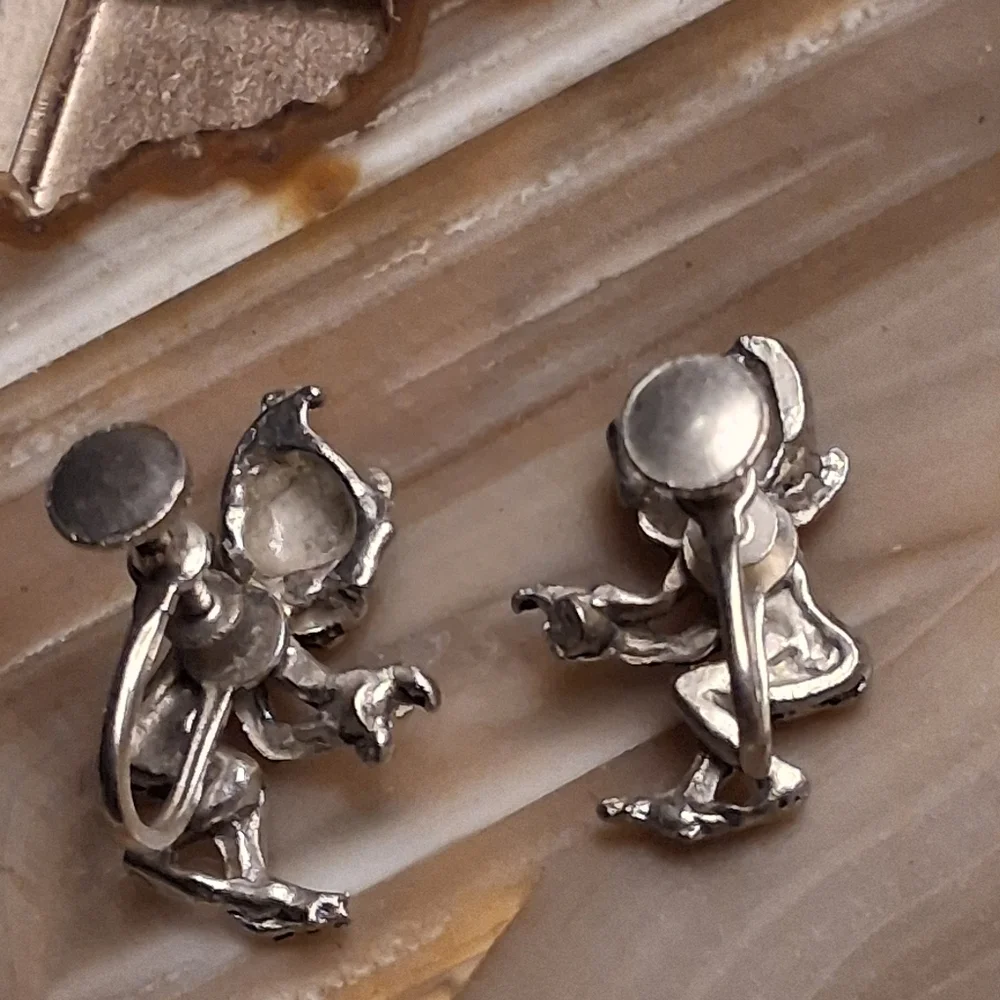 Vintage Silver Elf Figurine Earrings
